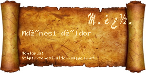 Ménesi Áldor névjegykártya